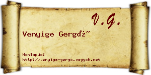 Venyige Gergő névjegykártya